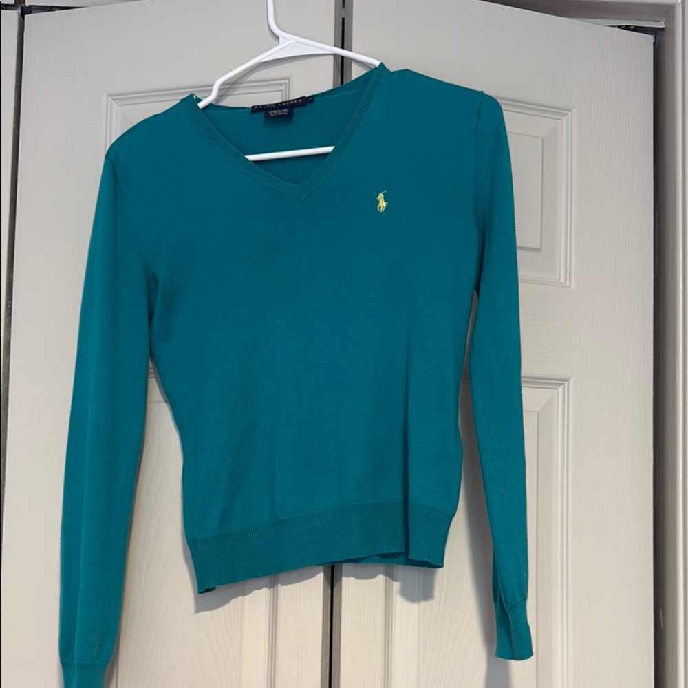 Ralph Lauren Teal V-Neck Sweater